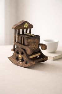Handcrafted Mango Wooden Rocking <b>Chair</b> Tea Coaster Set - Rustic 6 Plate Design for Home Décor & Gifts - Product Image 6