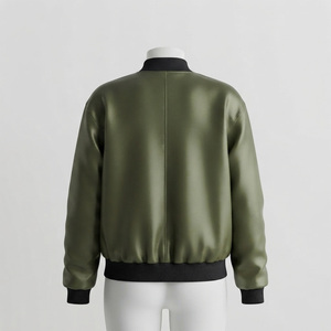 Olive <b>Green</b> <b>Men's</b> Casual Bomber <b>Jacket</b> Zipper Front Solid Color Polyester Winter Wear Regular Fit Stand Collar <b>Waterproof</b> - Product Image 3