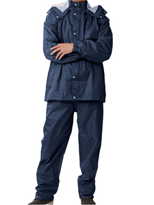Ensemble de survêtement imperméable pour homme, bleu marine, à capuche, deux pièces, en tissu tricoté respirant, col montant, pour l'hiver - Product Image 3