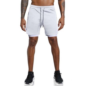 Shorts Bermuda Homme Gris Uni avec Cordon de Serrage, Respirants, Décontractés, pour la Gym et l'Entraînement, Taille Mi-Haute, en Tissu Polyester Tissé - Product Image 6