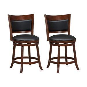Set of 2 Swivel Bar <b>Stools</b> with 20 Inch Wider <b>Cushioned</b> Seat - Product Image 1