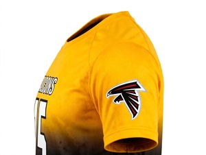 Maillot de football américain personnalisé pour homme, jaune et noir dégradé, uniforme d'équipe, manches courtes, respirant, pour entraînement et matchs - Product Image 5