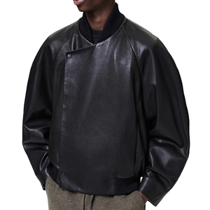 Custom Men's Full Grain Cow <b>Leather</b> Raglan Bomber <b>Jacket</b> Luxury Oversized Outerwear Private label <b>leather</b> top OEM Manufacturer - Product Image 1