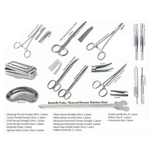 Kit complet de 15 instruments chirurgicaux médicaux en acier inoxydable pour toilette et suture, avec pinces, ciseaux et ensemble T&C, par Dentavex - Product Image 1
