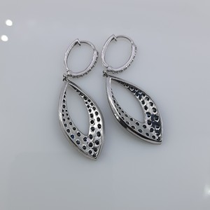 3.00 Cttw Round Cut White & Color Enhanced Blue Natural Diamond Tear Drop <b>Dangle</b> <b>Earrings</b> for Women in 925 <b>Sterling</b> <b>Silver</b> - Product Image 6