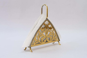 Porte-serviettes en métal doré avec motif floral triangulaire, distributeur de mouchoirs de table et support à serviettes pour table à manger, cuisine, restaurant - Product Image 3