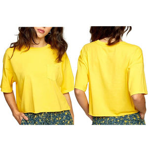 เสื้อยืดคอตตอนผู้หญิงแบบคัสตอม คอวี แขนสั้น พิมพ์ลายคลาสสิก ราคาถูก รับผลิตแบบ OEM - Product Image 5