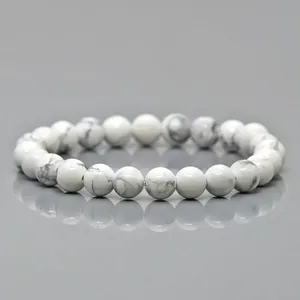 Natural Howlite 8mm Smooth Ball AA Grade Beads Trendy Unisex Gift <b>Stretch</b> <b>Bracelet</b> Healing Jewelry Wholesale - Product Image 1