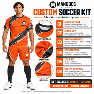 Ensemble de maillots de football en gros, uniforme de football, vêtements d'équipe, 100% polyester, tissu respirant à séchage rapide, maillot et short personnalisés sublimés - Product Image 6