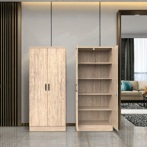 Armoire de chambre à coucher en bois à double porte OEM avec étagères, design moderne, installation au sol, modèle 12_0139 - Product Image 1