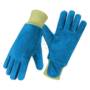 Gants de sécurité industriels jaunes en cuir de vachette pleine fleur, durables, antidérapants, anti-coupure, avec protection de poignet en aramide, résistants aux étincelles, à la chaleur et au feu - Product Image 6