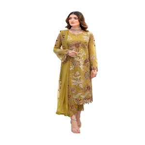 Salwar Kameez Ramsha de Alta Calidad, Chifón con Bordado Intenso, Completamente Cosido, Listo para Usar, Estilo Pakistaní, Corte Holgado, Largo hasta el Suelo, Estilo Indio - Product Image 1