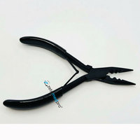 Pince multifonctionnelle en acier inoxydable noir mat à 3 trous pour extensions capillaires, micro et nano perles, réutilisable, vente en gros