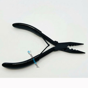 Pince multifonctionnelle en acier inoxydable noir mat à 3 trous pour extensions capillaires, micro et nano perles, réutilisable, vente en gros - Product Image 3