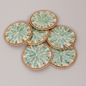 Colorful coasters from rattan mother of pearl eco friendly drink trivet <b>teacup</b> beer coaster - Product Image 5