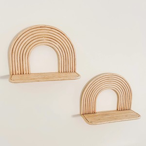Rattan wall <b>shelf</b> book display <b>shelves</b> for living room office <b>bedroom</b> decorative storage racks - Product Image 4