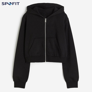 Nouveauté 2026 : Sweat à capuche court décontracté pour femme, respirant, avec logo frontal, en Spandex/Coton Canvas – Meilleure vente en ligne pour l'hiver - Product Image 3