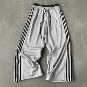 Pantalones anchos casuales para hombre, estilo jogger, con doble cintura y rayas laterales, talla grande, estilo urbano moderno y elegante. - Product Image 2