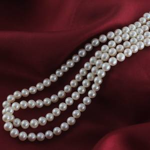 Collier de perles d'eau douce rondes de haute qualité 5-6-7mm Petites perles d'eau douce blanches roses avec boucle en argent - Product Image 3