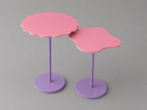 Modern Nesting Accent Side Tables Set Pink Purple Metal End Tables Floral Cloud Shape Coffee <b>Snack</b> Stands Decorative Living Room - Product Image 3