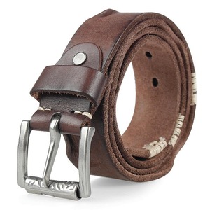 Genuine Leather <b>Belts</b> for <b>Men</b> Alloy Pin Buckle <b>Belt</b> Stylish Brown Waistband Accessory for Formal Dress Outfits Factory Wholesale - Product Image 1