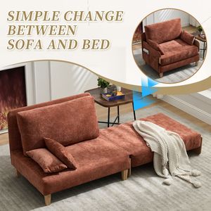 3-in-1 <b>Convertible</b> Mid for Century Modern Decor Sofa <b>Bed</b> Foldable Recliner with Three Pillows for Small Spaces - Product Image 3