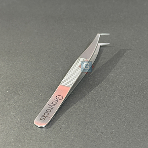 Pinces à volume en acier inoxydable, pinces argentées en forme de L pour extensions de cils - Product Image 2
