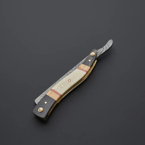 Rasoir droit Burraq DIY OEM personnalisé fait main en acier Damas de qualité industrielle, 7 pouces, 1 lame, étui en cuir, pour barbiers - Product Image 1