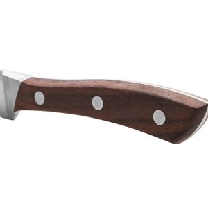 Cuchillos para rebanar pan con mango de madera marrón, hoja dentada plateada, agarre de tres remaches, herramienta de corte de cocina para panes frescos y baguettes - Product Image 6