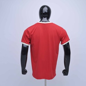 Camiseta Personalizada para Hombre en Gris Claro y Rojo con Diseño de Letras Estampadas en Chenilla, Manga Corta, Corte Regular, Cuello Redondo, Camiseta Moderna de Algodón OEM - Product Image 6