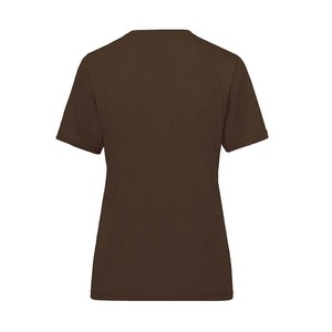 Camiseta de punto con cuello en V y manga corta para mujer, ajustada, informal, de verano, color marrón, anti-pilling - Product Image 2