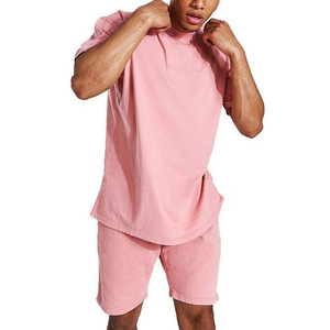 Ensemble décontracté d'été pour hommes en tissu éponge uni, t-shirt à manches courtes en polyester/coton respirant et à séchage rapide, survêtement 2 pièces - Product Image 3