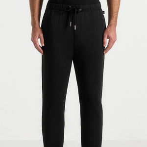 Men Black Cotton Sweatpants Elastic Waist <b>Drawstring</b> Casual Joggers Side Pockets Breathable Midweight Knitted Pants Autumn Style - Product Image 5