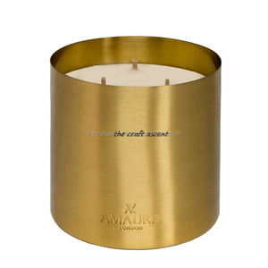 Contenedor de velas de latón personalizado al por mayor, tarros perfumados de cera de soja vacíos de lujo, fabricación de velas de Navidad a granel, recipiente, vela de cristal - Product Image 1