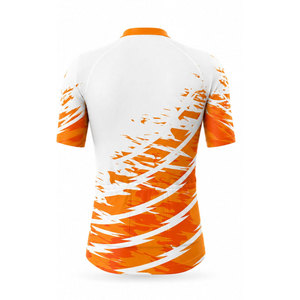 Maillot de Ciclismo Sublimado Blanco y Naranja para Hombre, Manga Corta, con Cierre, Transpirable, Ajustado, Ropa de Verano - Product Image 3