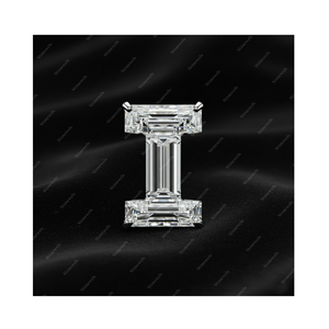 Boucles d'oreilles en argent sterling 925 plaqué or fin avec lettre initiale I en diamant de laboratoire certifié GIA IGI DEF VVS VS, cadeau pour lui ou elle - Product Image 1