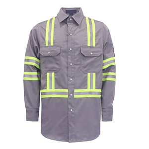 Wholesale Fireproof Men's Welder Fire Resistant Clothing Long Sleeve Button Up <b>Flame</b>-retardant Hi Vis Button Up <b>Shirts</b> - Product Image 1