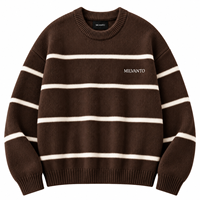 Pull en tricot rayé pour homme avec logo personnalisé Camel, mélange de coton et d'acrylique, col rond, manches longues, pull de qualité supérieure