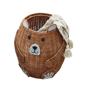 <b>Bear</b> Rattan Storage Basket with Lid Brown Woven Animal Shaped Toy Organizer Bin <b>Cute</b> Teddy <b>Bear</b> Nursery Hamper - Product Image 3