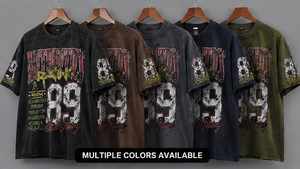 Custom Oversized Vintage Washed Graphic T-<b>Shirt</b> Men Streetwear Heavyweight 100% Cotton Front Distressed <b>Y2K</b> Boxy Fit Retro Tee - Product Image 6