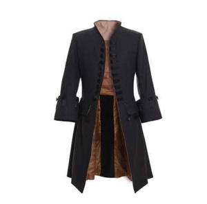 Women's <b>Black</b> Vintage Wool Long Coat Mandarin Collar Button Front Winter <b>Overcoat</b> - Product Image 3
