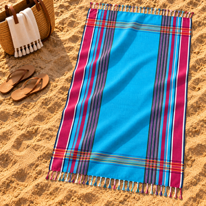 Serviette Kikoy professionnelle, magnifique design à rayures teintes, avec logo personnalisé, serviette Kikoy pour la vente en gros. - Product Image 1