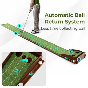 Tappetino da Golf per Putting da 3 Metri Marrone e Verde con Ritorno Automatico della Palla, 3 Dimensioni di Buche (3.5"/2.7"/2.4") - Ausili per l'Allenamento Golfistico - Product Image 6