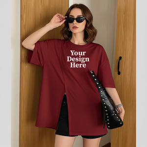 Camiseta de Algodón Personalizada para Mujer, Talla Grande, Hombros Caídos, Diseño Liso, Logotipo Personalizado, Colores, Pedidos al por Mayor, Bangladesh - Product Image 1