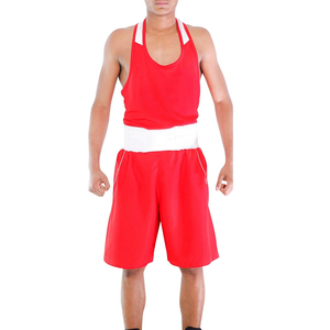 Men's <b>Red</b> Wrestling Singlet Set <b>Halter</b> <b>Neck</b> Sleeveless Breathable Polyester Shorts Elastic Waist Adult Sports Wear - Product Image 1