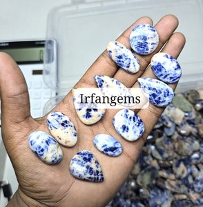 Cabochon de Sodalite Naturelle, Pierres Semi-Précieuses Lisses Faites à la Main, Certifiées par un Certificat de Tiers, Toutes Formes, 3-5g, IRFAN GEMS - Product Image 2