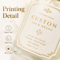 Étiquettes en papier personnalisées avec cadre doré vintage orné, autocollants avec logo personnalisé pour les flacons de parfum et les pots de bougies en verre cannelé