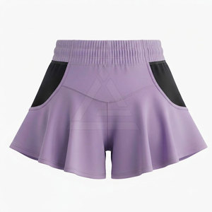 Shorts Acampanados de Cintura Alta con Elástico, Pierna Ancha, Moda Femenina, para Entrenamiento y Running, Tela Elástica, Diseño Personalizado - Product Image 2