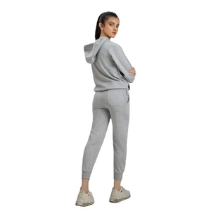 Fashion Women Grey Tracksuit Cotton Blend <b>Hoodie</b> and Matching Sweatpants Breathable Jogger Set for Outdoor Casual Wear - Product Image 4