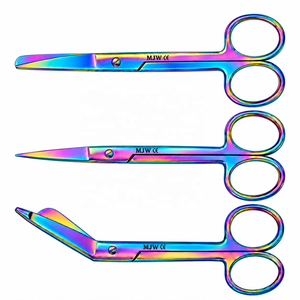 MJW Surgical Nursing Scissors Set <b>3</b> Pcs Rainbow Titanium Coated Stainless Steel Iridescent Finish Reusable Hospitals Clinics Use - Product Image 2